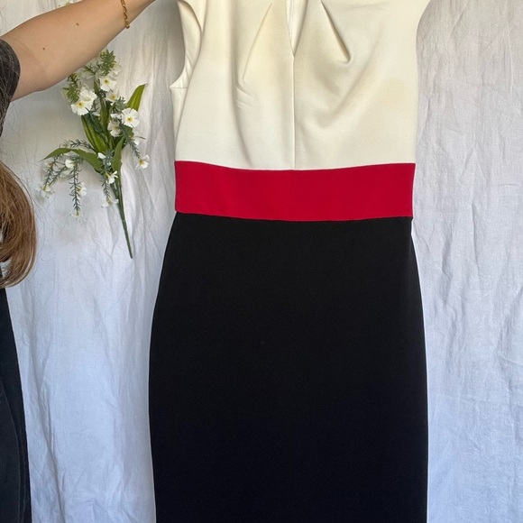 Liz Claiborne Dresses & Skirts - Liz Claiborne Cream Red Sheath Midi Dress